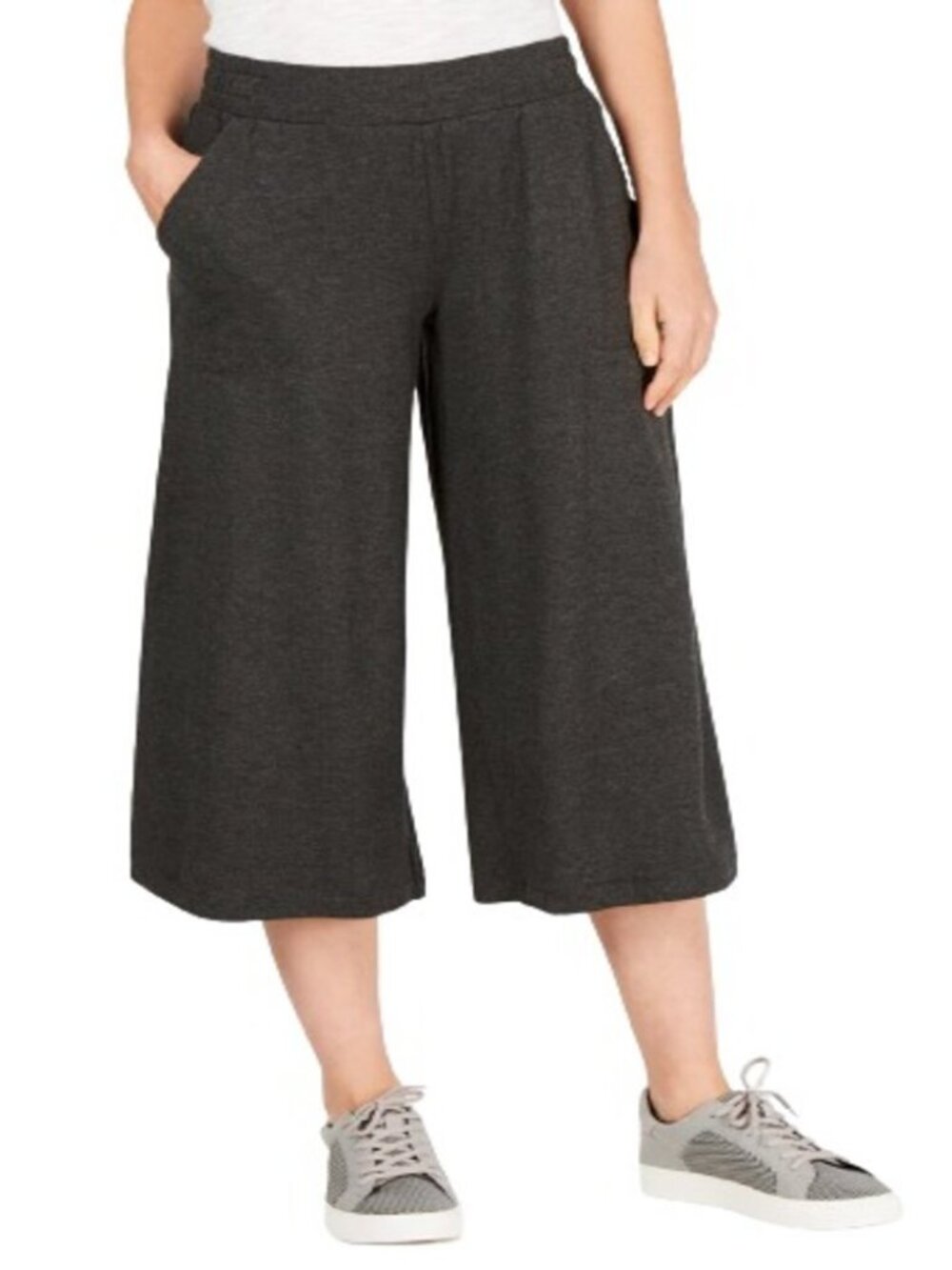 Ideology Womens Activewear Wide Leg Cropped Pants